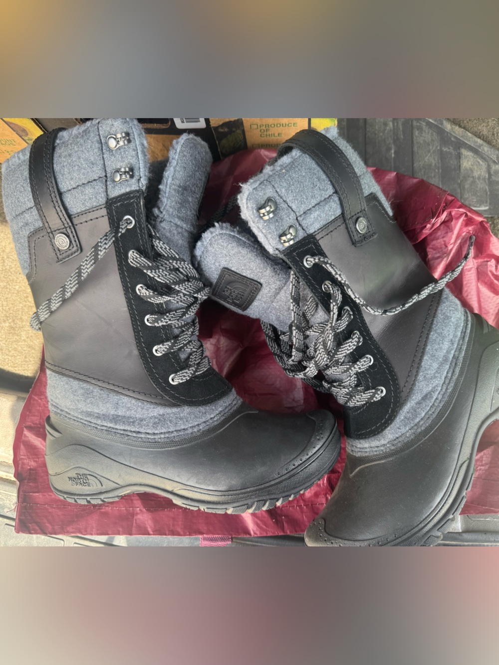 The North Face Women's Black and Gray Winter Lace-Up Boots